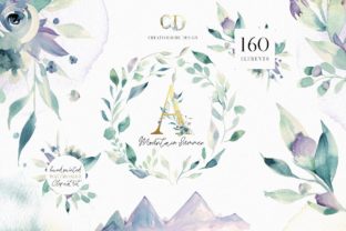 A Mountain Summer Watercolor Set & Illustrations