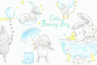 Cute Blue Bunny Boy Watercolor Clip Art Review