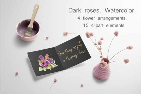 Dark Roses Watercolor: Elegant Illustrations