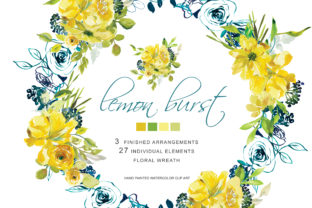 Hand Painted Watercolor Lemon Flowers & Illustrations