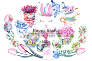 Happy Easter Watercolor Clipart & Illustrations