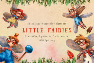 Little Fairies Watercolor Clip Art & Illustrations