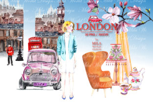London Trip Watercolor Clip Art & Illustrations