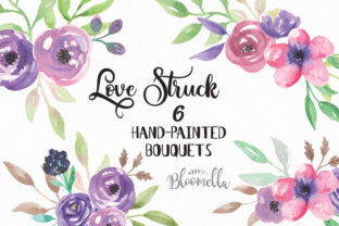 Love Strick Purple Flowers Watercolor Illustrations