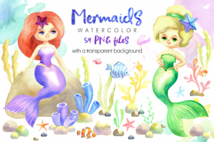 Mermaids. Watercolor Cliparts Set Review