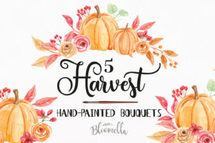 Pumpkins Bouquet Arrangement Watercolor Illustrations