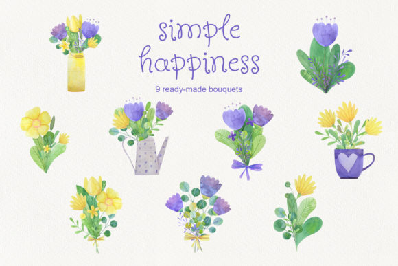 Set of Watercolor Bouquets: Illustrations Review