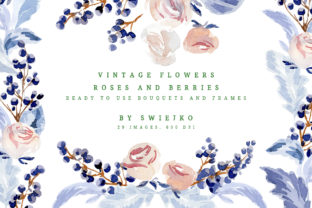 Vintage Roses, Watercolor Flowers Illustrations