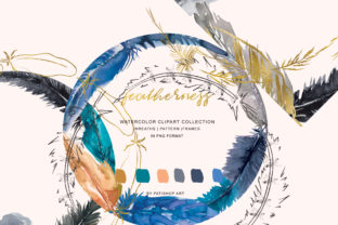 Watercolor Feather Wreaths Frames & Illustrations
