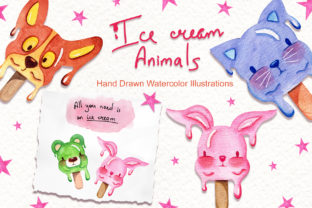 Watercolor Ice Cream Animals Illustrations Review