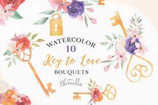Watercolor Key Lock Flowers: Floral Illustrations