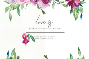 Watercolor Marsala Pink Flowers Clipart & Illustrations