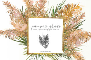 Watercolor Pampas Grass Clipart Set & Illustrations