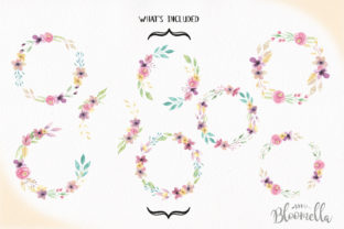 Watercolor Wreath Set 7 Flower Sweet Illustrations